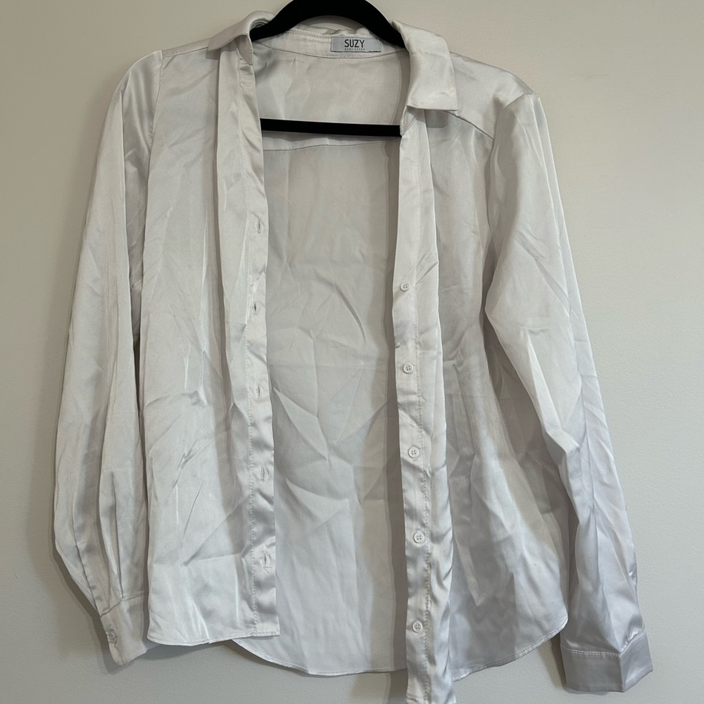 White Silk Button Up